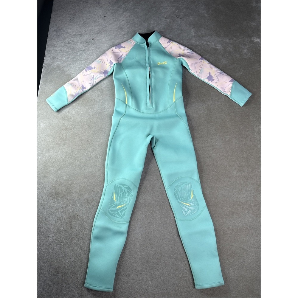 GoldFin Full Body Wetsuit Size 12 Aqua Mint Neoprene Surf Swim Dive Paddle Suit